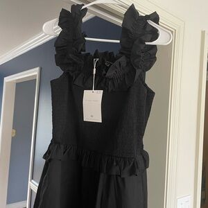 Caroline Constas maxi ruffle smock dress black cocktail nwt!